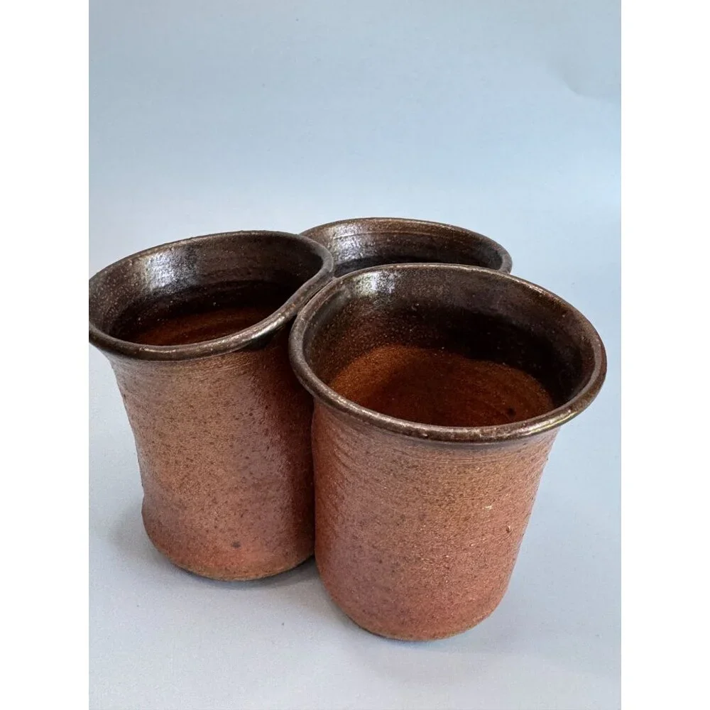 Beaver Creek Pottery Stoneware Utensil Holder Brown 3-Section 3.5"x5.25" 1981 - Picture 6 of 7